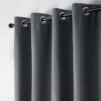 Plain Twill Pair of Eyelet Curtains in Charcoal