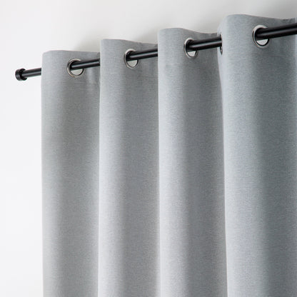 Plain Twill Pair of Eyelet Curtains in Silver