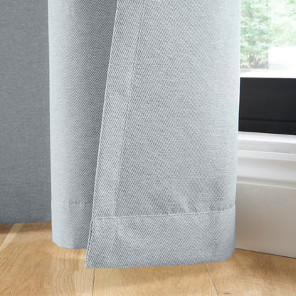 Plain Twill Pair of Eyelet Curtains in Silver