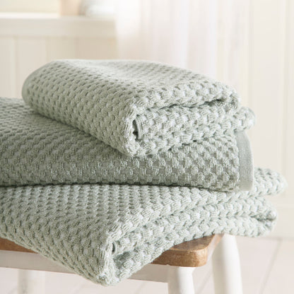 Popcorn Check Towels in Green - Hand Towel