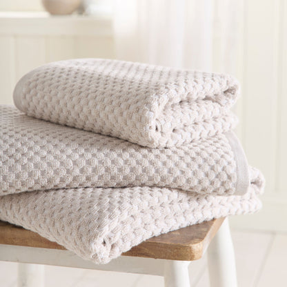 Popcorn Check Towels in Natural - Hand Towel