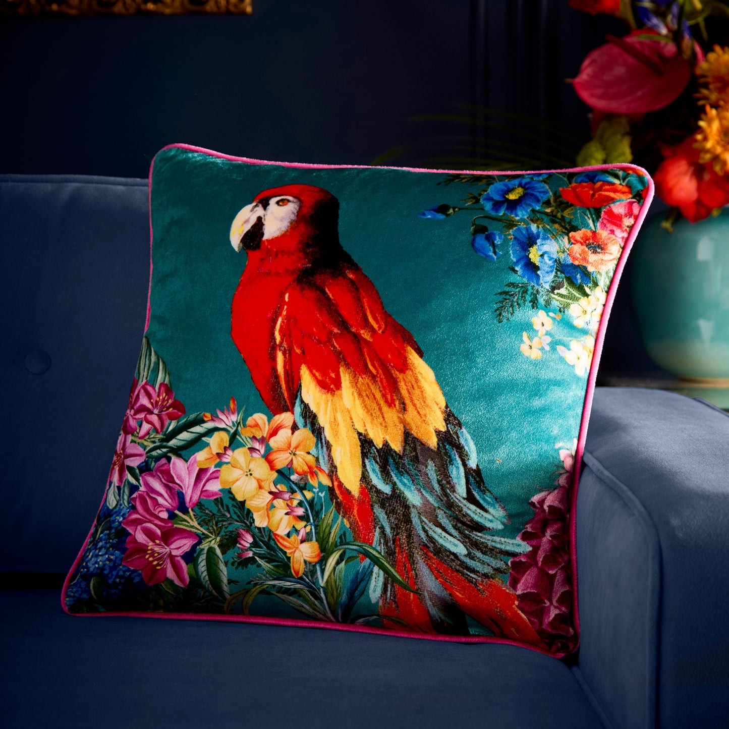 Polly Amorous Cushion in Teal