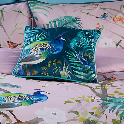 Peacock Jungle Cushion in Teal
