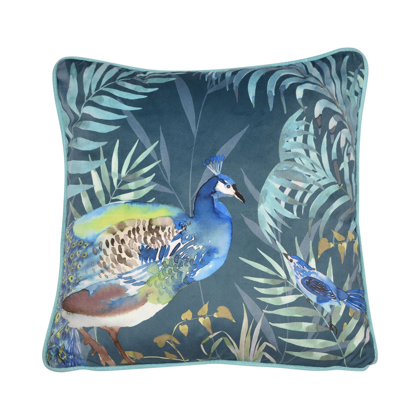 Peacock Jungle Cushion in Teal