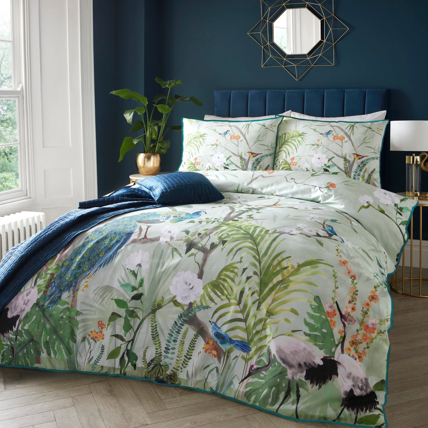 Peacock Jungle Duvet Cover Set in Green