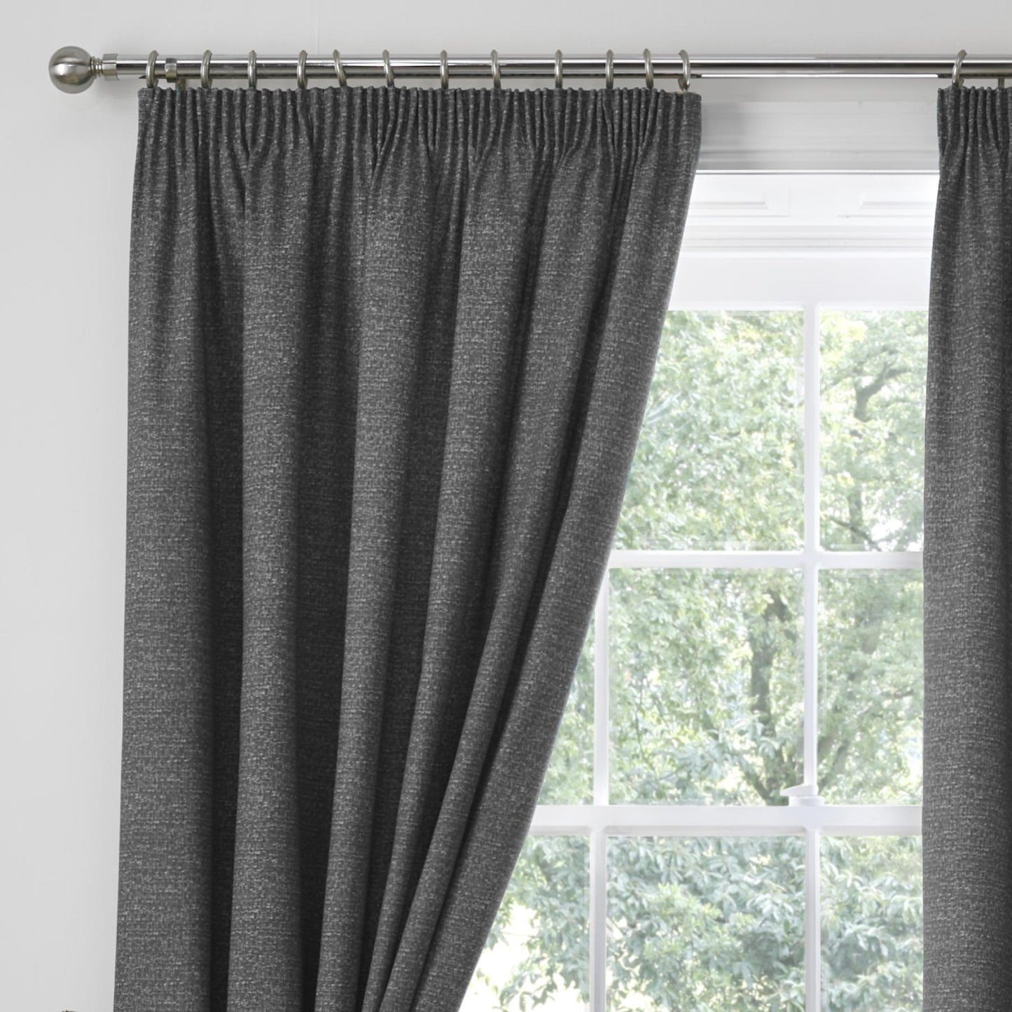 Pembrey Pencil Pleat Curtains in Charcoal