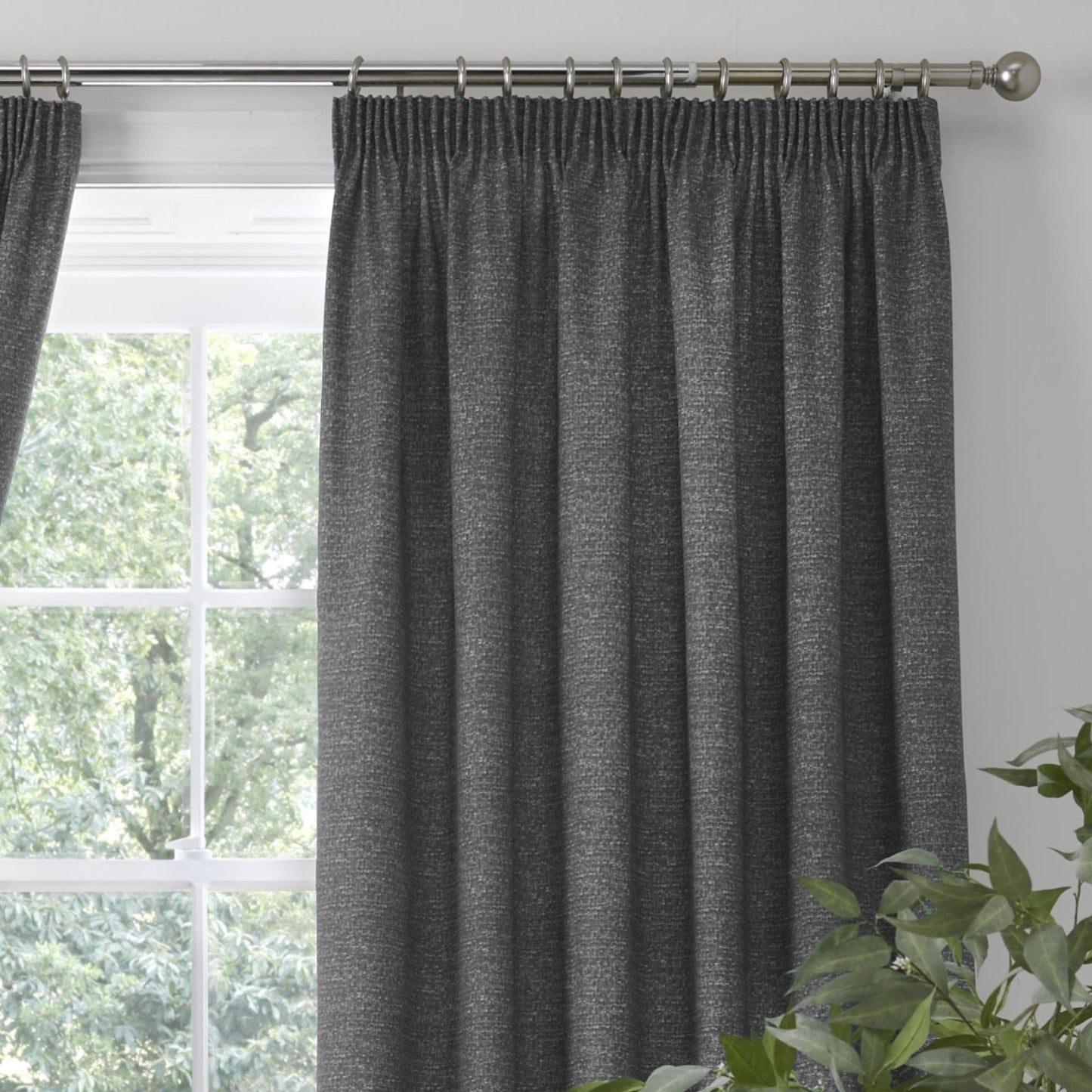 Pembrey Pencil Pleat Curtains in Charcoal