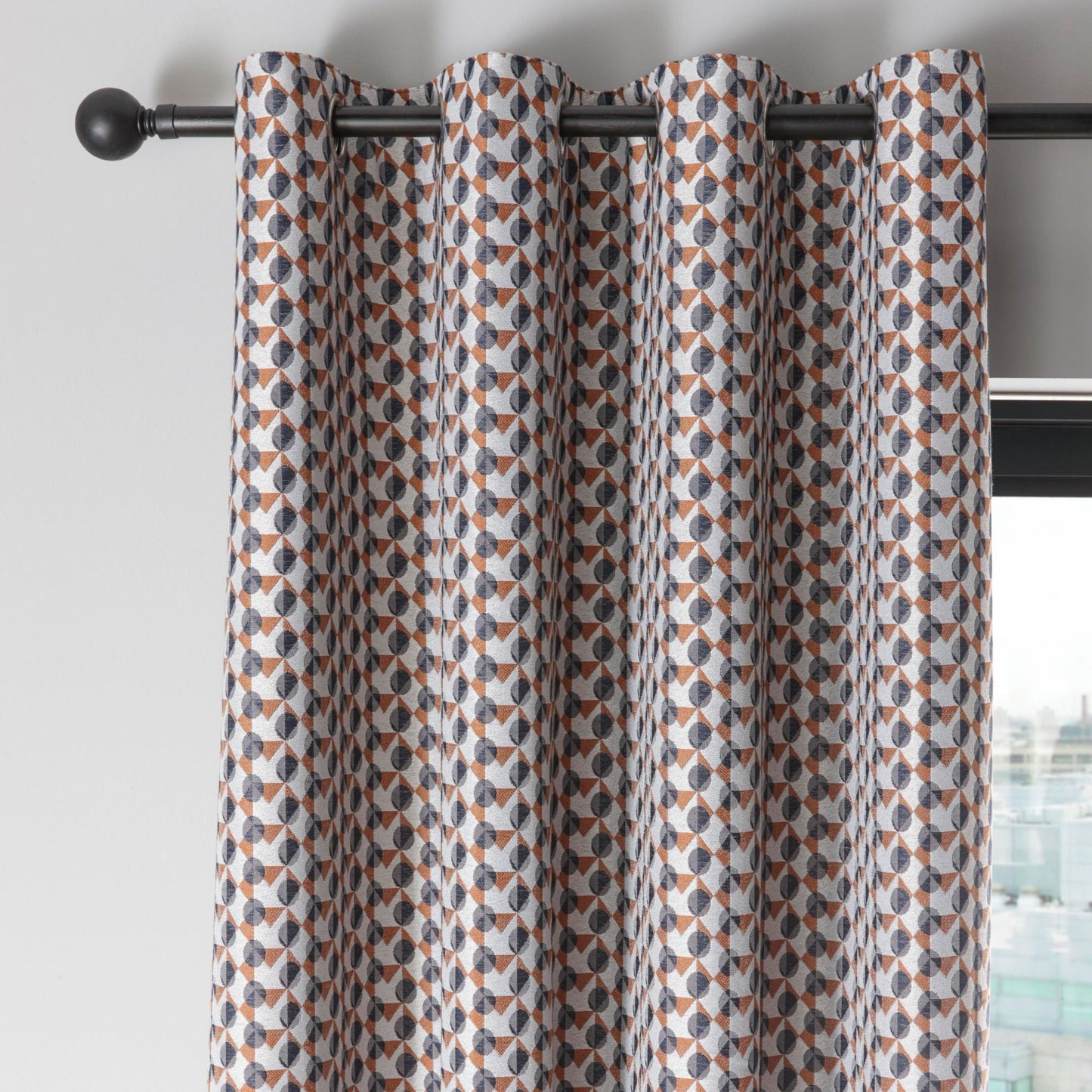 Prado Eyelet Curtains in Grey/Terracotta