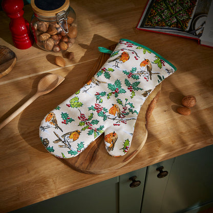 Christmas Robins Gauntlet Oven Glove