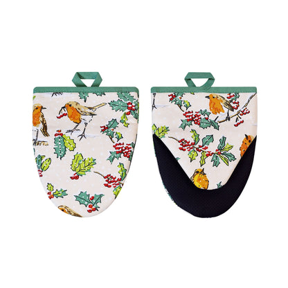 Christmas Robins Microwave Mitts Pair