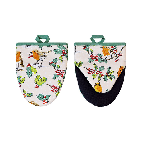 Christmas Robins Microwave Mitts Pair
