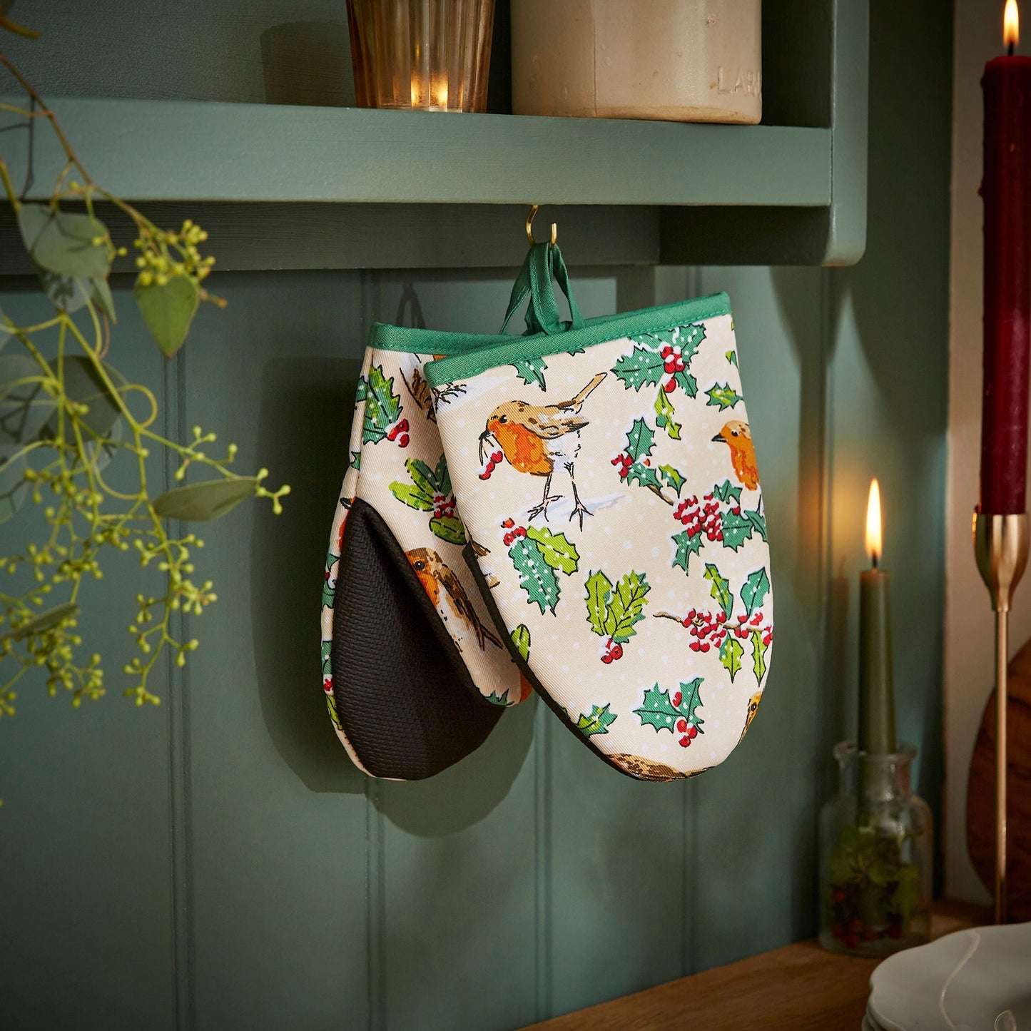Christmas Robins Microwave Mitts Pair
