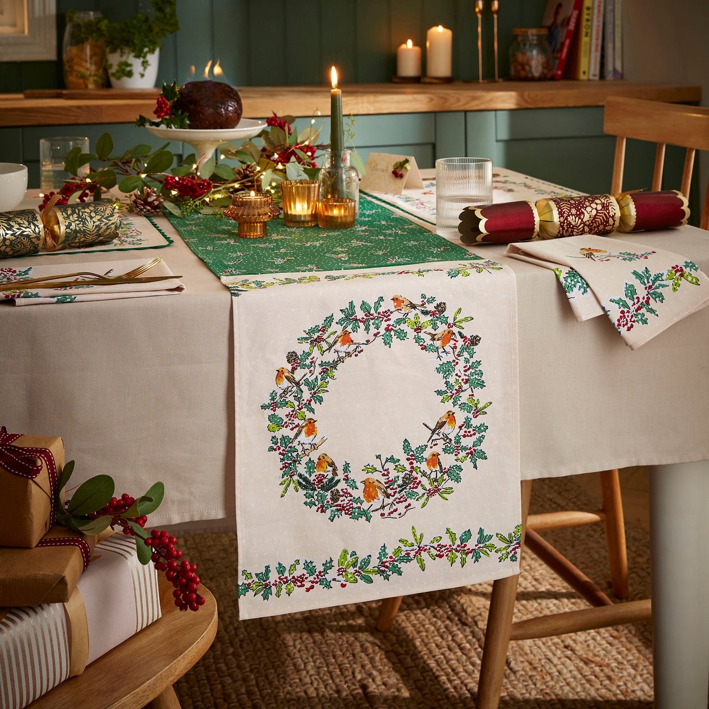 Christmas Robins Table Runner