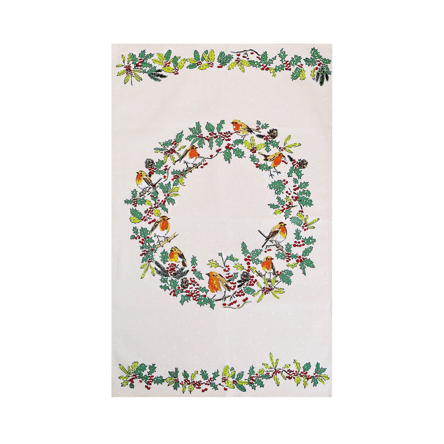 Christmas Robins Cotton Tea Towel