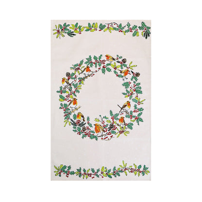 Christmas Robins Cotton Tea Towel