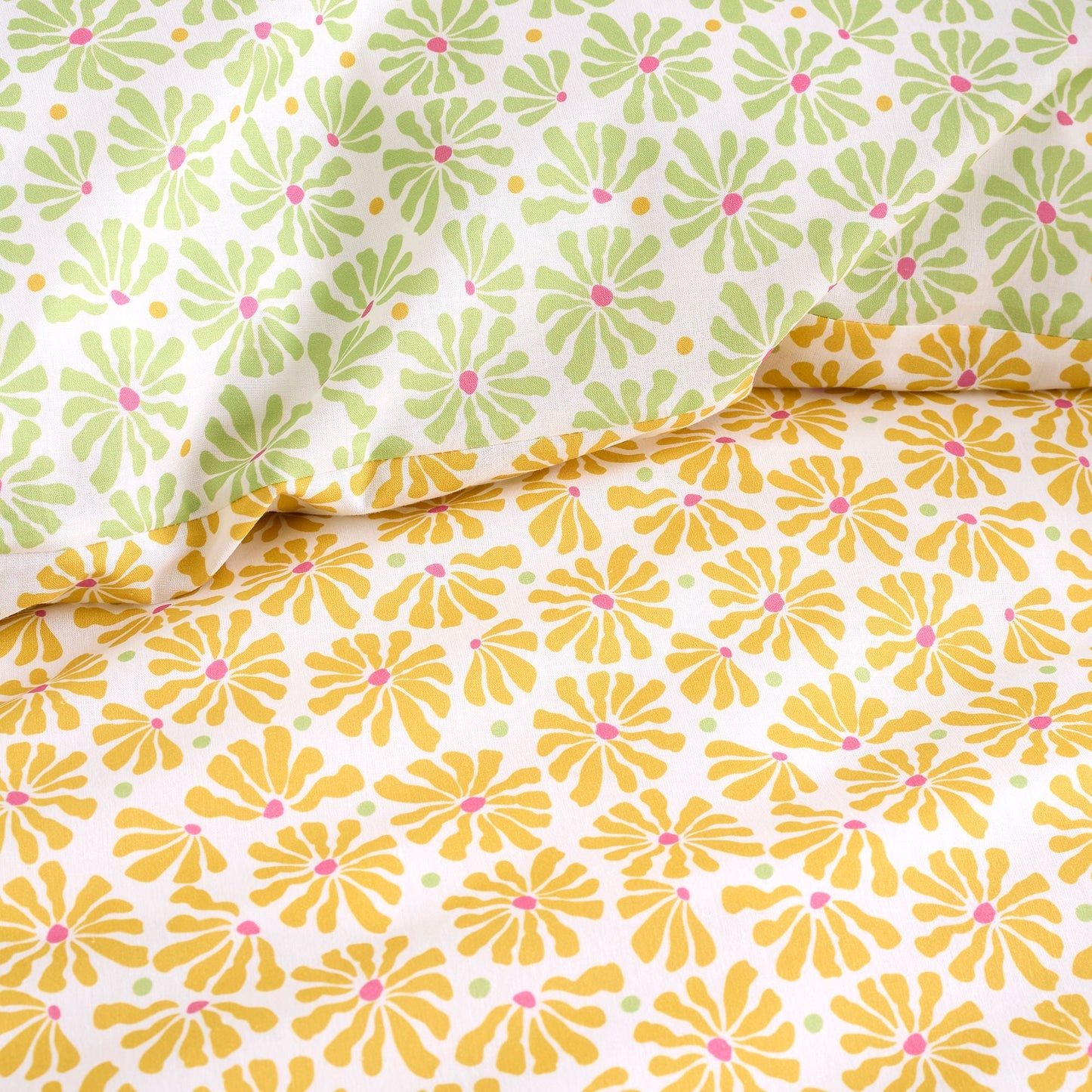 Retro Daisy Floral Duvet Cover Set in Yellow