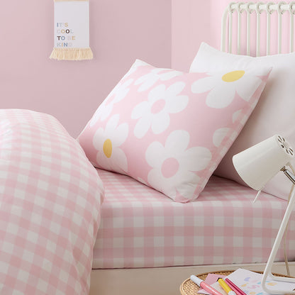 Retro Daisy Duvet Cover Set in Pink