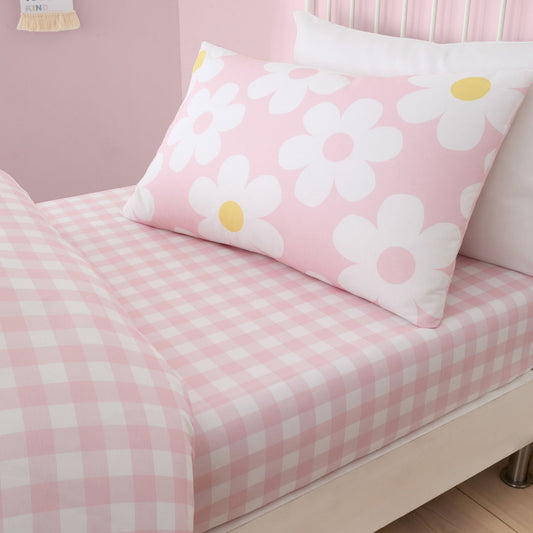 Retro Daisy Deep Fitted Bed Sheet in Pink