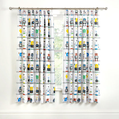 Robots Pencil Pleat Curtains in Blue