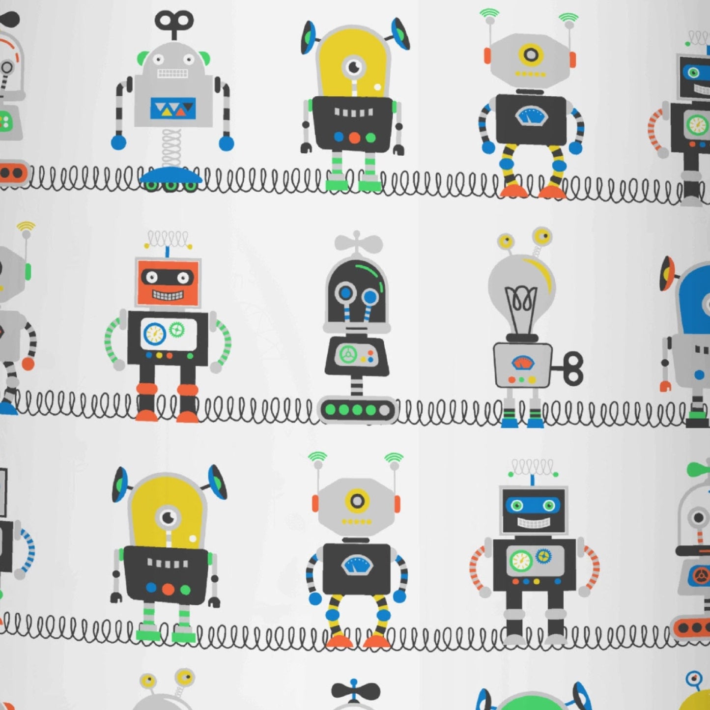 Robots Pencil Pleat Curtains in Blue