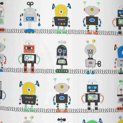 Robots Pencil Pleat Curtains in Blue