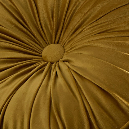 Round Pleat Round Cushion in Ochre