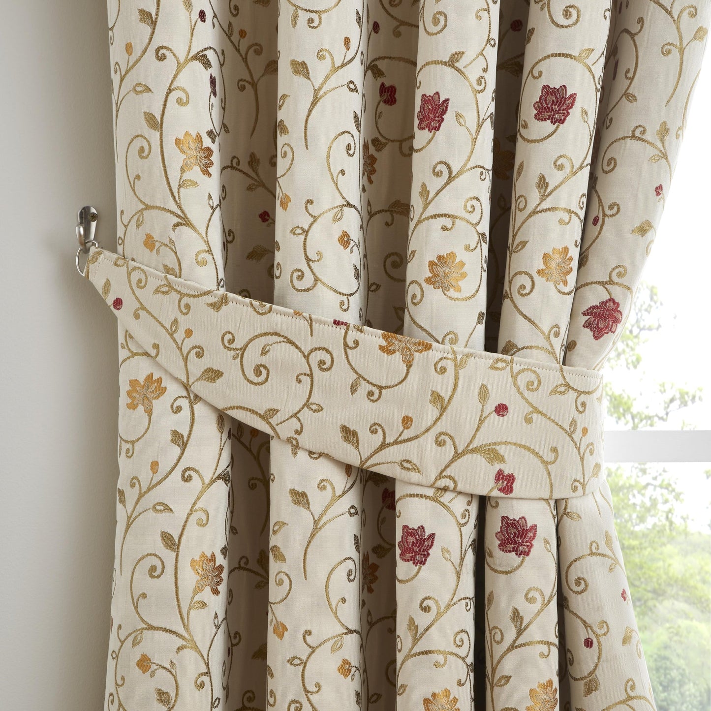 Renata Curtain Tiebacks in Natural/Red