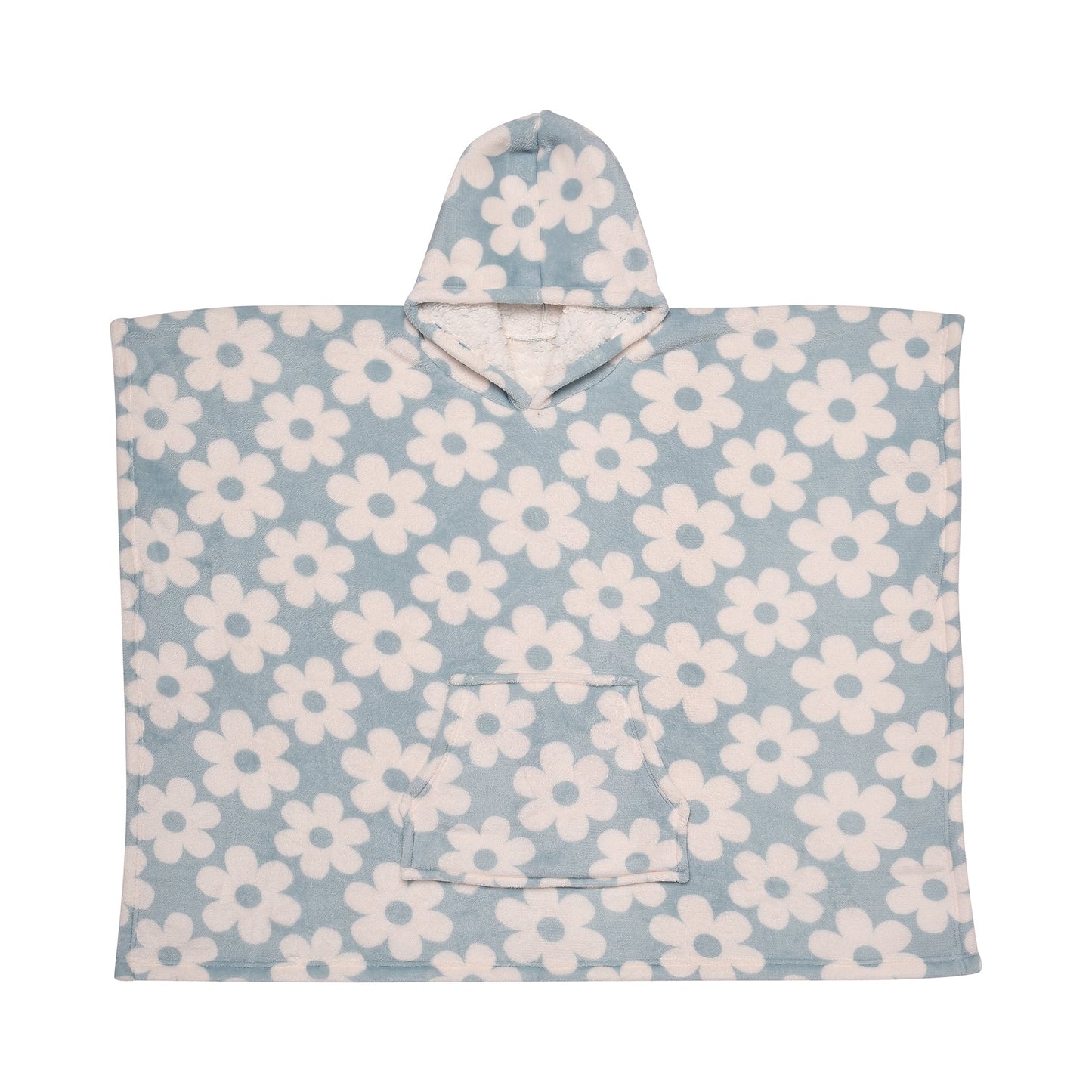 Retro Flower Poncho in Duck Egg 75 x 92.5cm