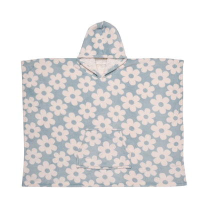 Retro Flower Poncho in Duck Egg 75 x 92.5cm