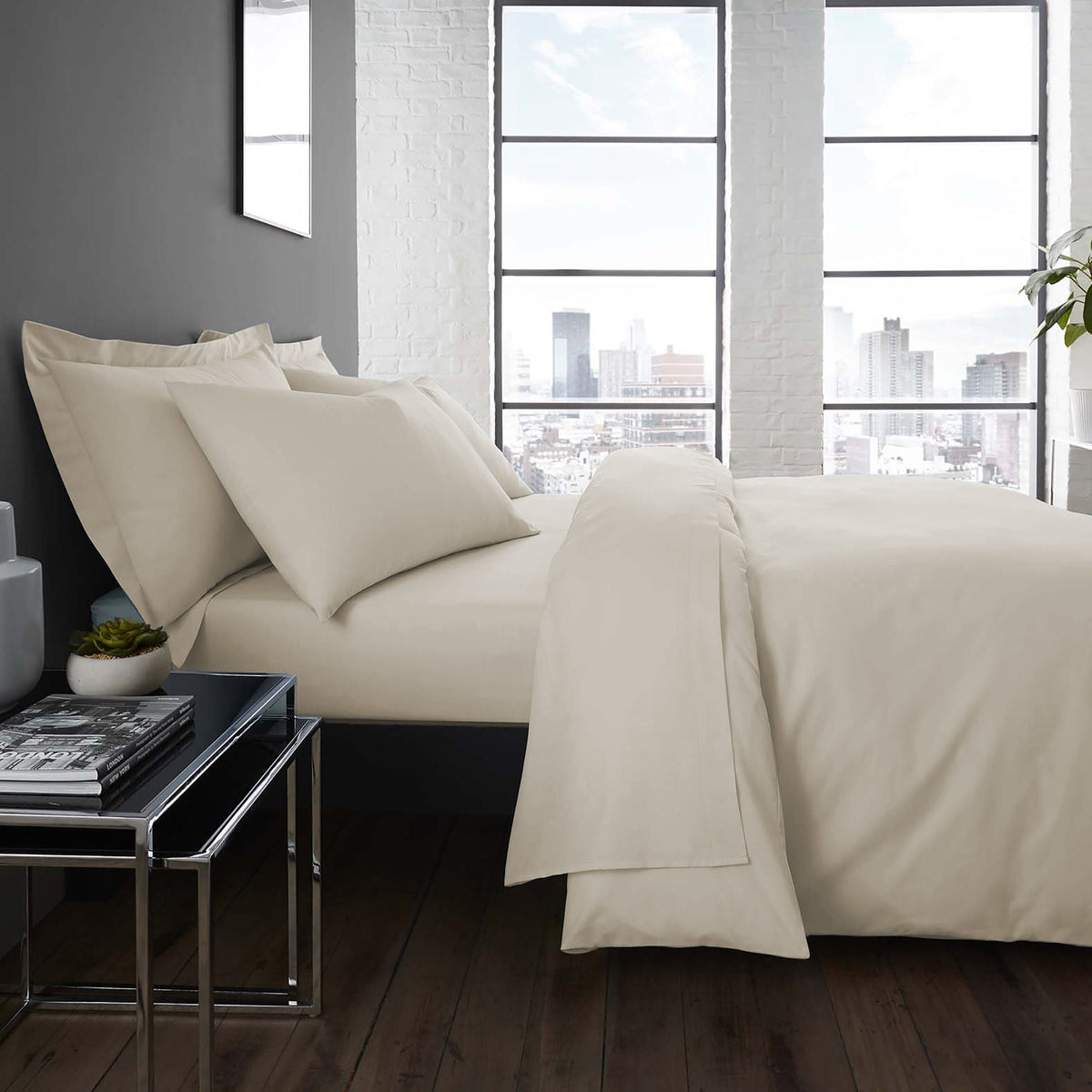 Plain Dye 32cm Deep Fitted Bed Sheet in Natural
