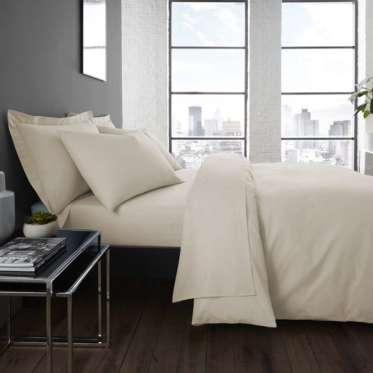Plain Dye 32cm Deep Fitted Bed Sheet in Natural