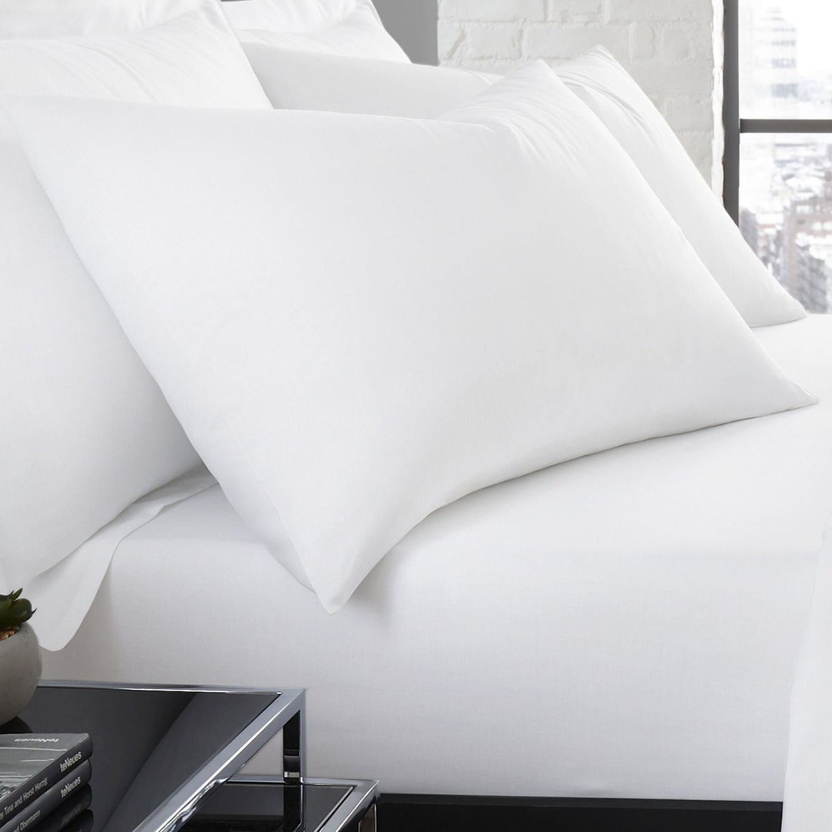 Plain Dye Pair of Housewife Pillowcases in White