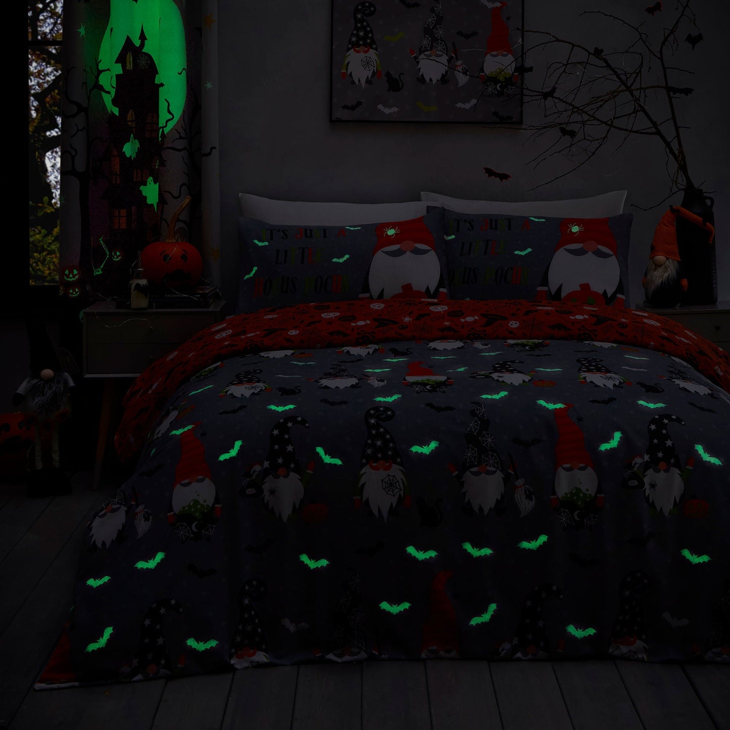 Scary Gonks Halloween Duvet Cover Set in Grey