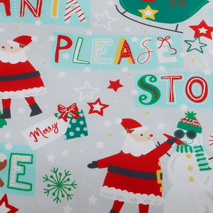 Santa Please Stop Here Christmas Duvet Cover Set in Grey
