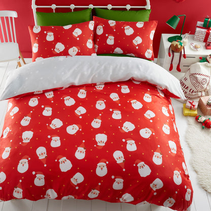 Santa Please Stop Here Christmas Duvet Cover Set in Grey