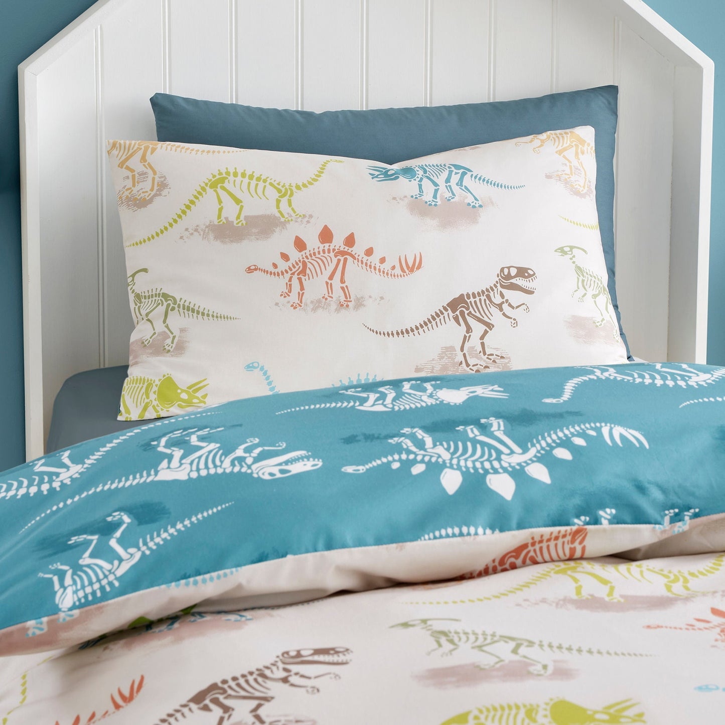 Skeleton Dino Duvet Cover Set in Natural