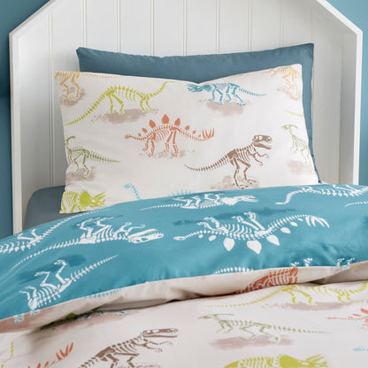 Skeleton Dino Duvet Cover Set in Natural