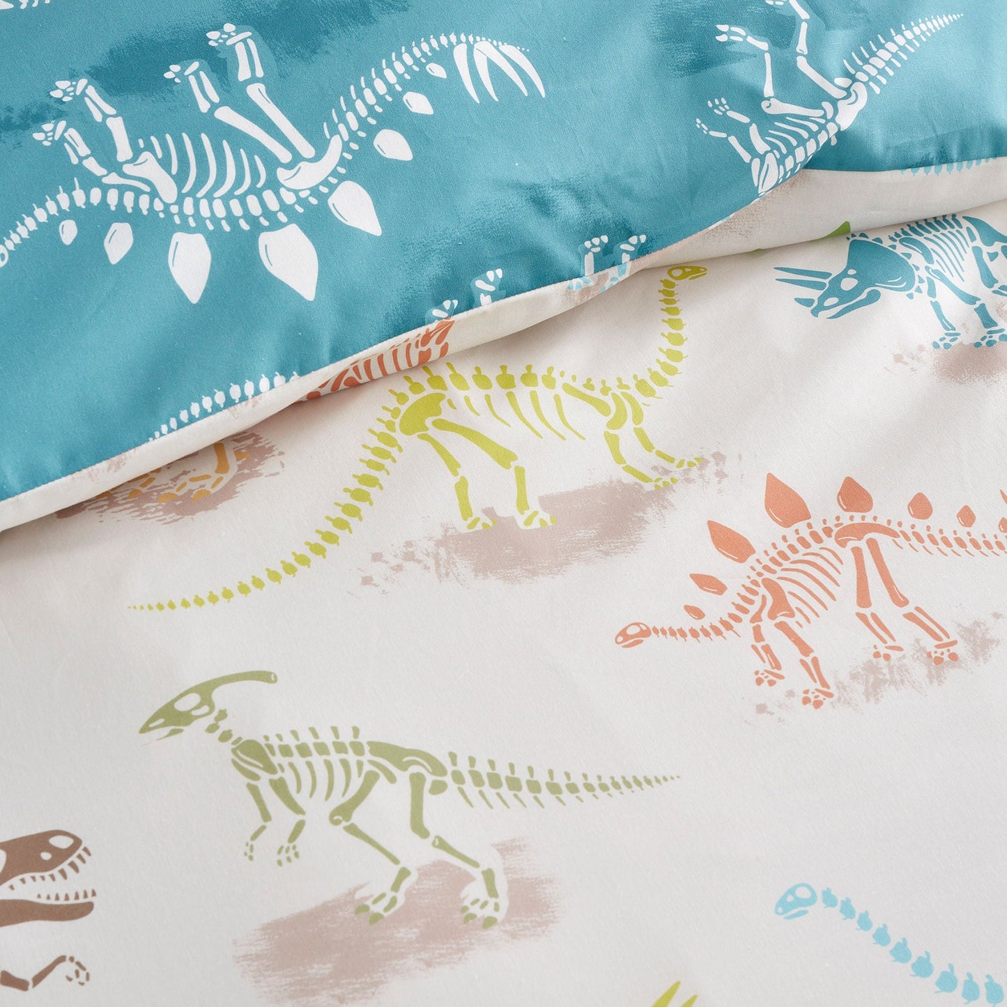 Skeleton Dino Duvet Cover Set in Natural
