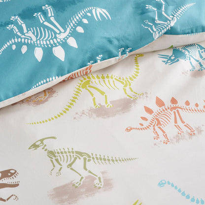 Skeleton Dino Duvet Cover Set in Natural
