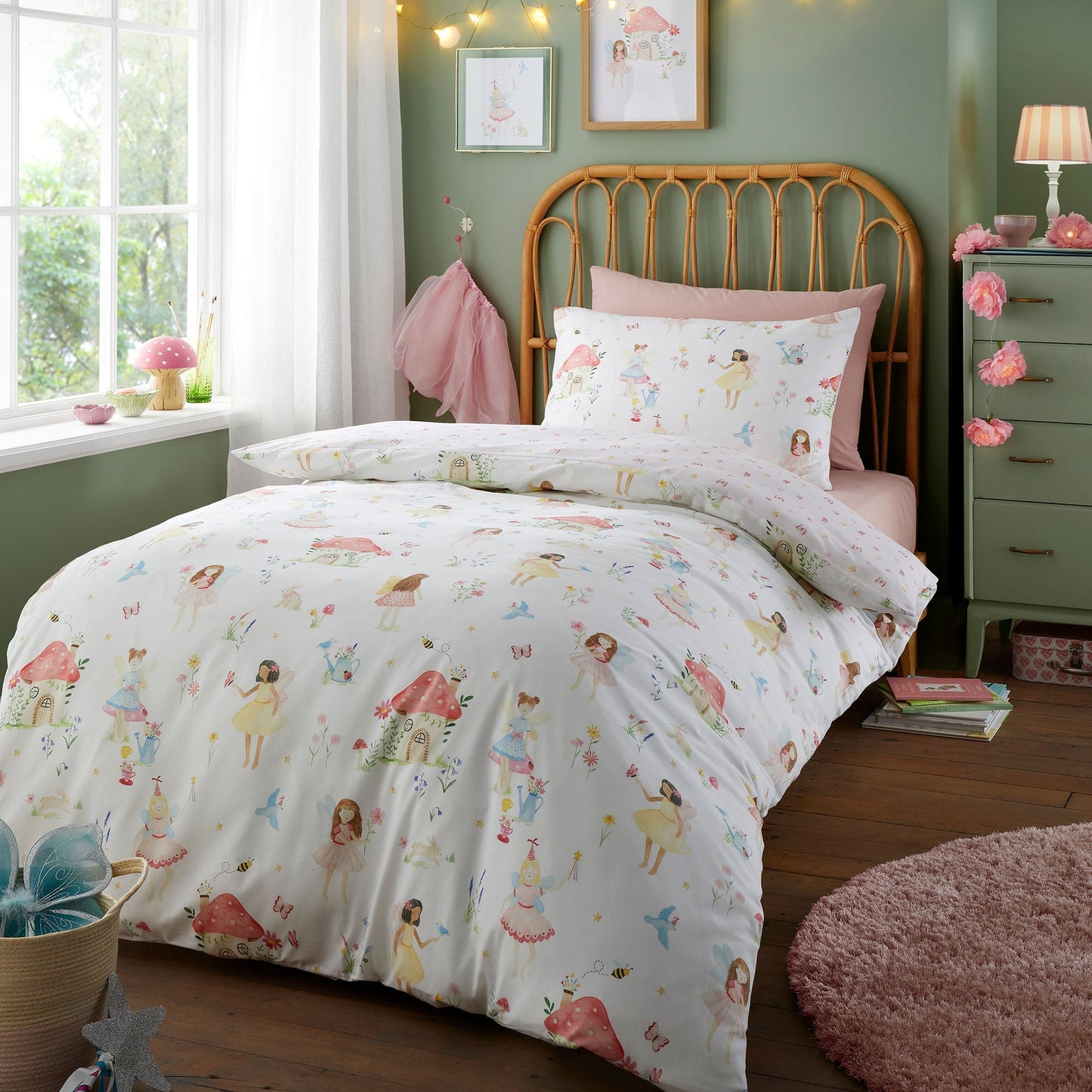 Summer Fairies Duvet Cover Set in Pink
