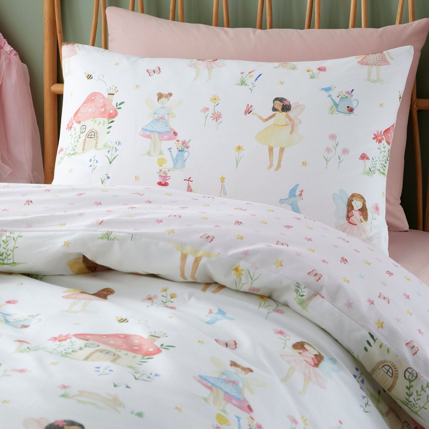 Summer Fairies Duvet Cover Set in Pink