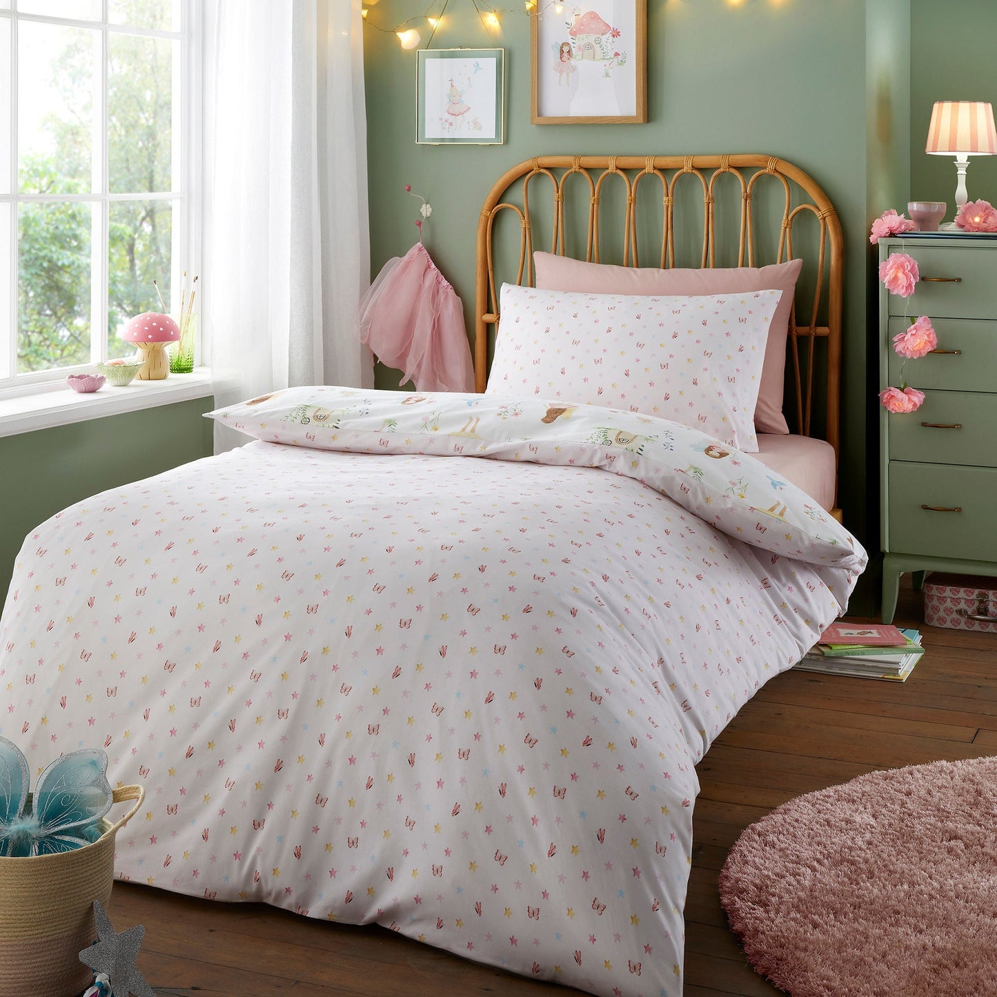 Summer Fairies Duvet Cover Set in Pink
