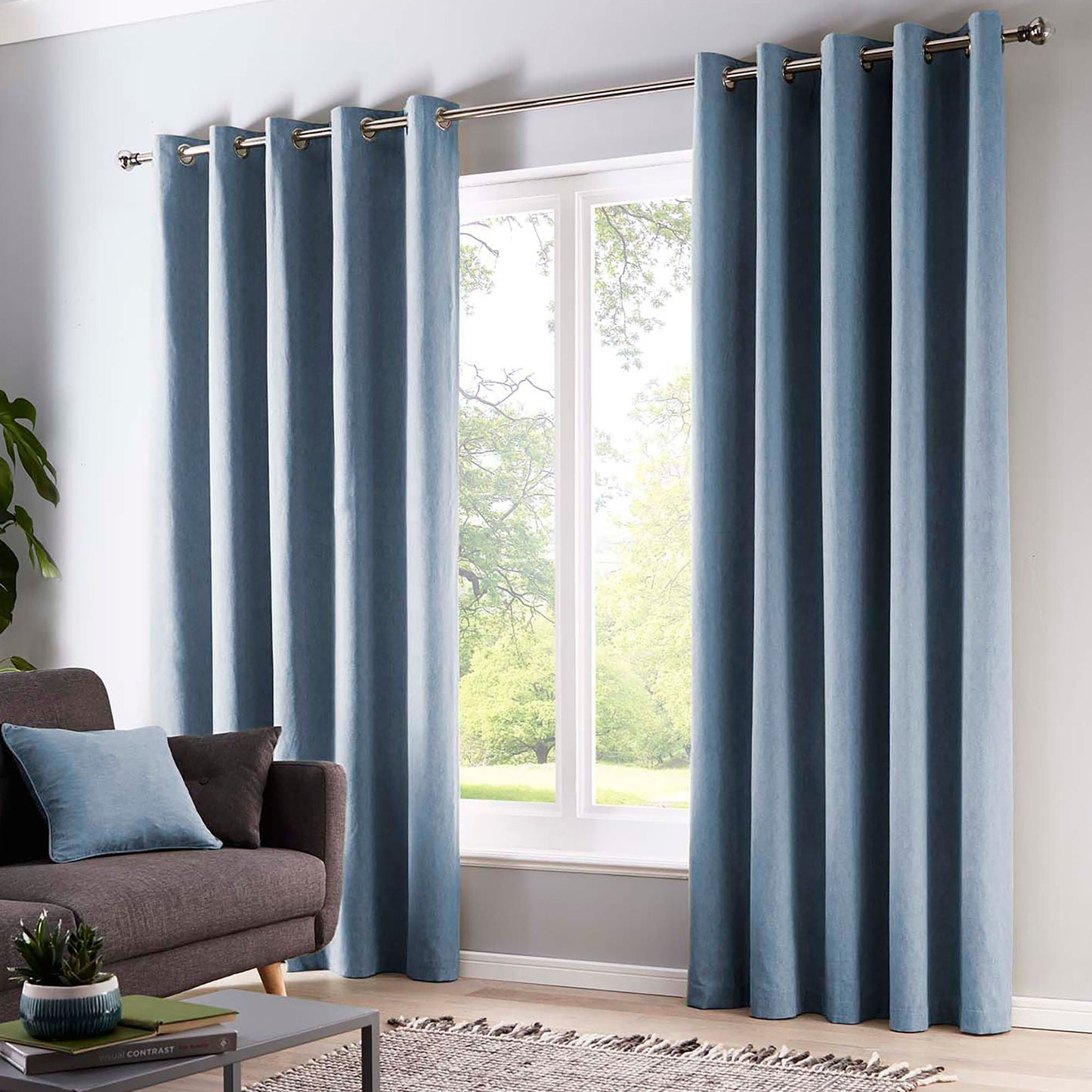 Sorbonne Eyelet Curtains in Blue