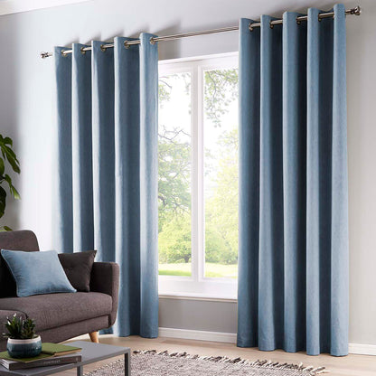 Sorbonne Eyelet Curtains in Blue