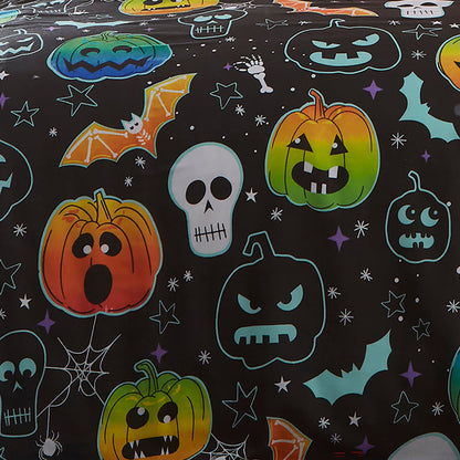 Scary Pumpkins Halloween Duvet Cover Set in Black