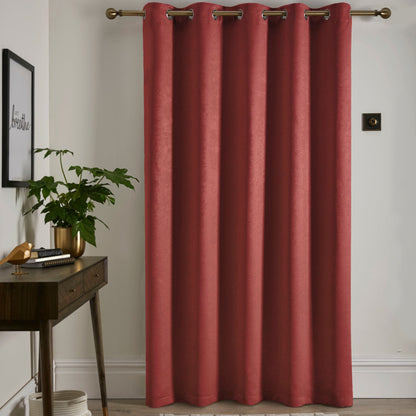 Strata Eyelet Single Panel Door Curtain in Terracotta