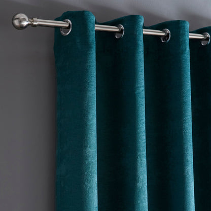 Strata Eyelet Curtains in Forest Green