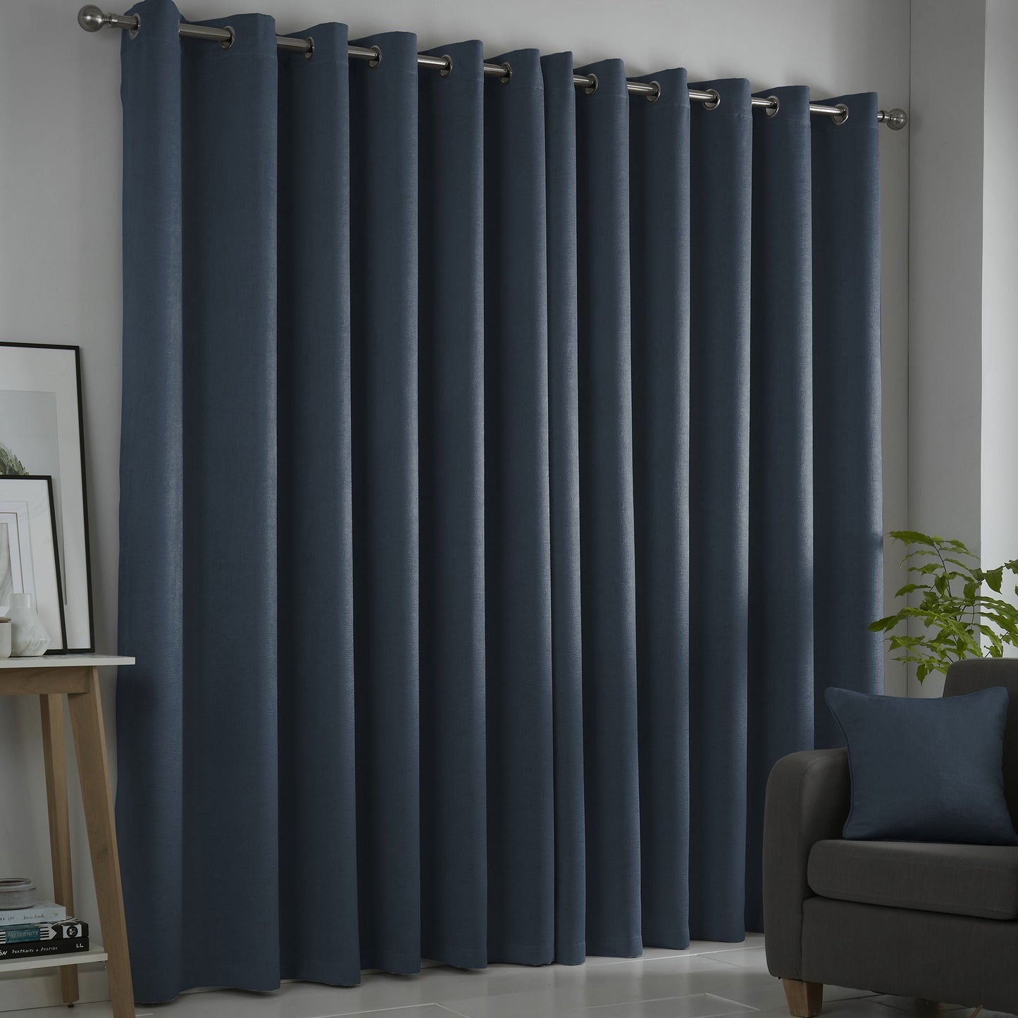 Strata Eyelet Curtains in Navy