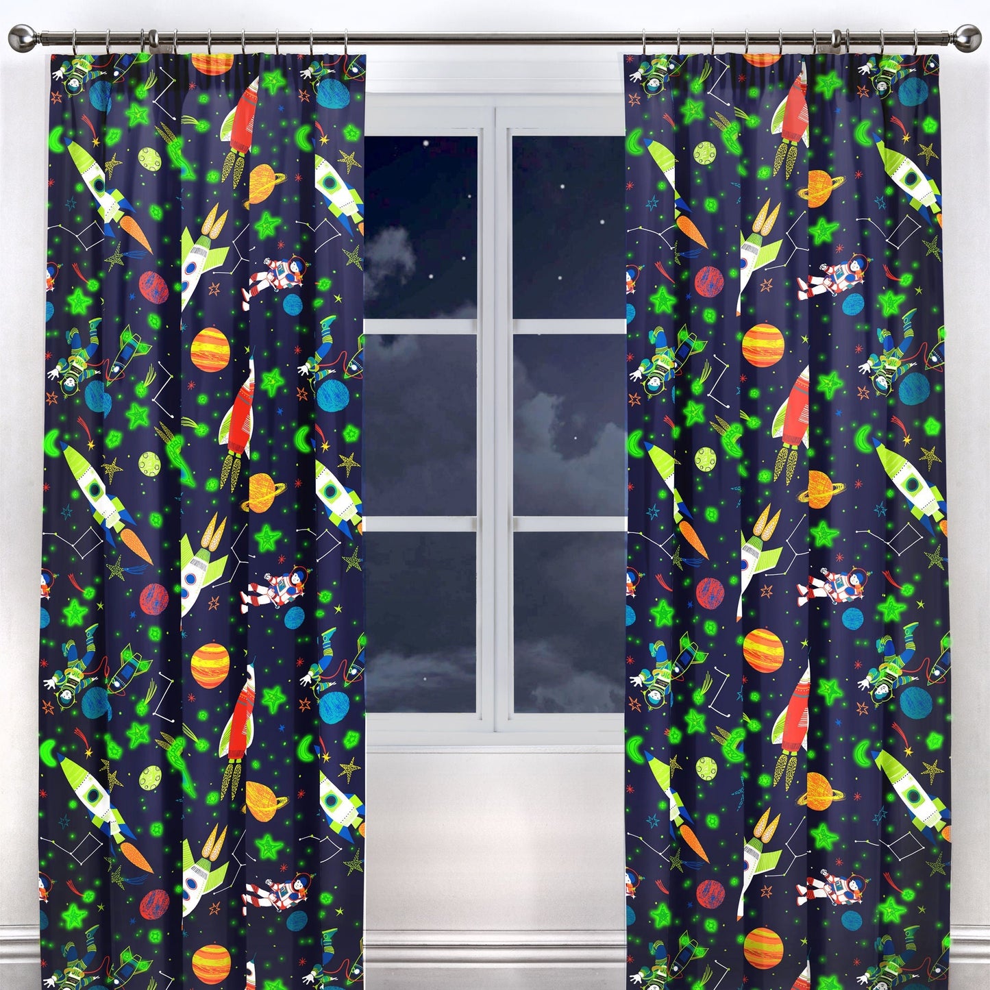 Supersonic Pencil Pleat Curtains in Blue
