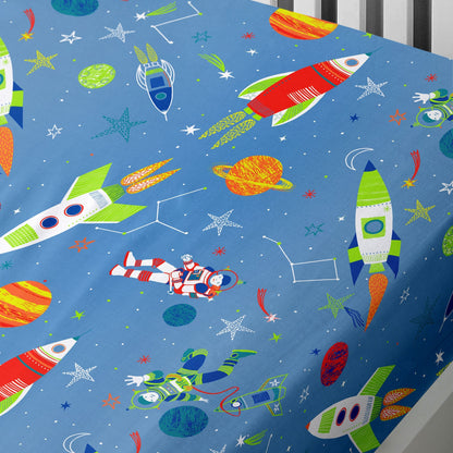 Supersonic Deep Fitted Bed Sheet in Blue